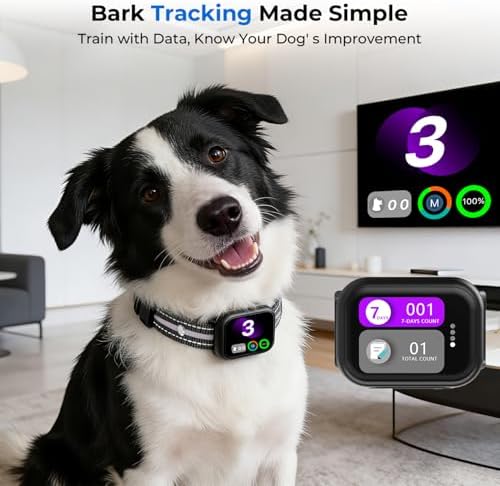 RPZ Automatic Dog Bark Collar for Small Medium Large Dogs 8-150 Lbs, Pink | Rechargeable, bark count tracking, 4 training modes, 3 sensitivity levels, IP67 waterproof, beep, vibration and shock