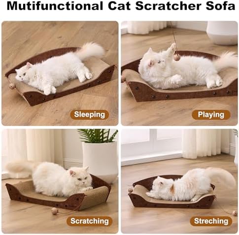 ZOMISIA 26'' Cardboard Cat Scratcher Bed for Indoor Cats, 1PC, Brown