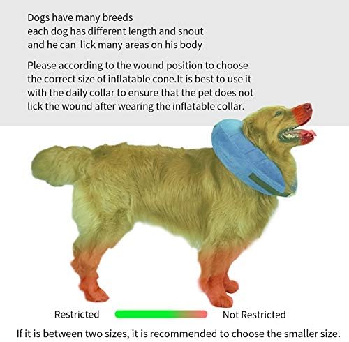 MCHY Inflatable Dog Cone,Adjustable Recovery Collar for Dogs After Surgery,Prevent from Biting & Scratching,Not Block Vision (Blue, L-Neck 15''- 20'')