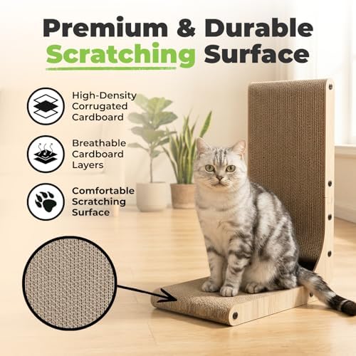 Best Pet Supplies Catify L-Shaped Cardboard Cat Scratcher - H: 19"