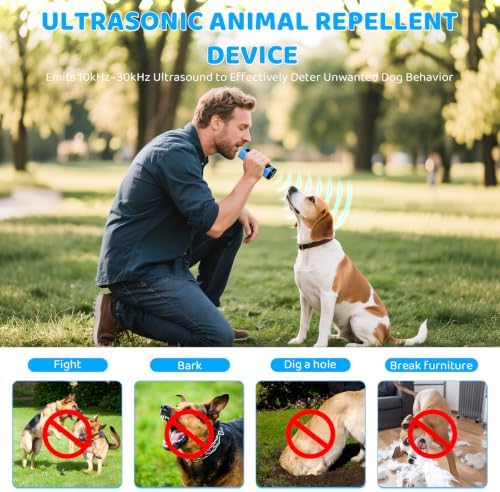 SAMULE Anti Barking Control Device, Ultrasonic Dog Bark Deterrent Device 30 FT Barkshield for Dogs Handheld LED Puppy Training Tools with 5 Modes & USB-C Rechargeable for Indoor & Outdoor Use