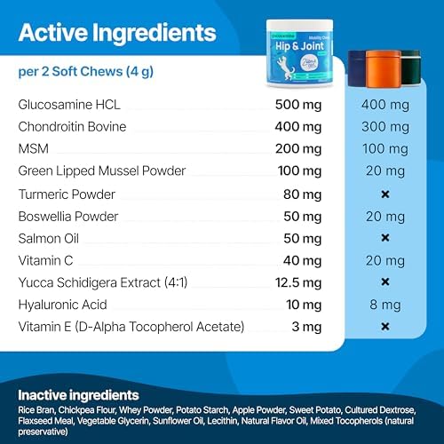 Hip and Joint Supplement for Dogs – Glucosamine for Dogs, Dog Joint Supplement, Mobility, Flexibility & Comfort, Chews with Glucosamine Chondroitin Msm & Omega3, 2 Pack,340 Chews,Made in USA