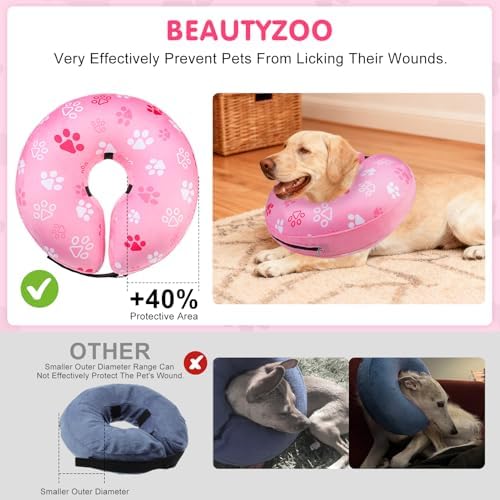 BEAUTYZOO Dog Cone Collar Alternative After Surgery,Pet Neck Donut E‑Collar