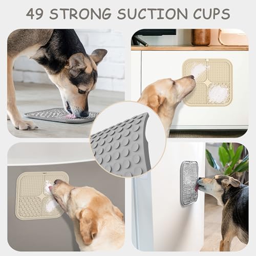 ChefAide 2 Pack Lick Mat for Dogs,Cats,Upgraded 8.5×8.5 inches Licking Mats with Suction Cups,Slow Feeder Licking Pad for Anxiety Relief and Boredom Reducer,Suitable for Dog Training Set 2