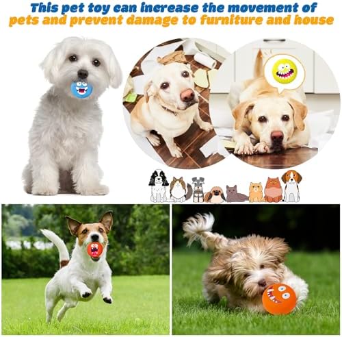 Hungdao 12 Pcs 2.25'' Squeaky Dog Balls, Rubber Latex Toys, Novelty Style