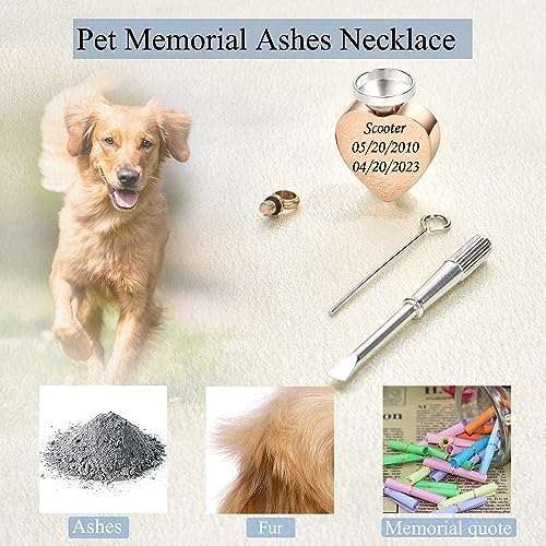 Fanery Sue Pet Ashes Necklace for Dog Cat, Custom Photo & Text