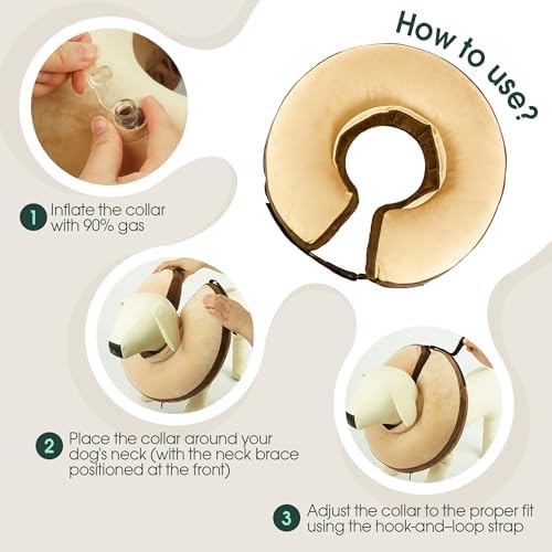 Kuoser Inflatable Dog Cone Collar, Dogs Donut Collar to Stop Licking, S