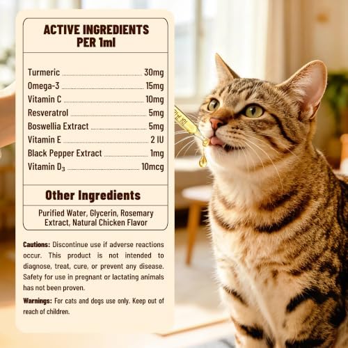Turmeric Drops for Dogs & Cats, Turmeric Curcumin Supplement 2oz