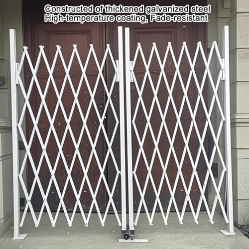 Industrial Folding Security GateRetractable Barricade Scissor Door Traffic Control for Schools & Warehouses Accordion Gate with Wheels 150x150cm (59.1x59.1in)