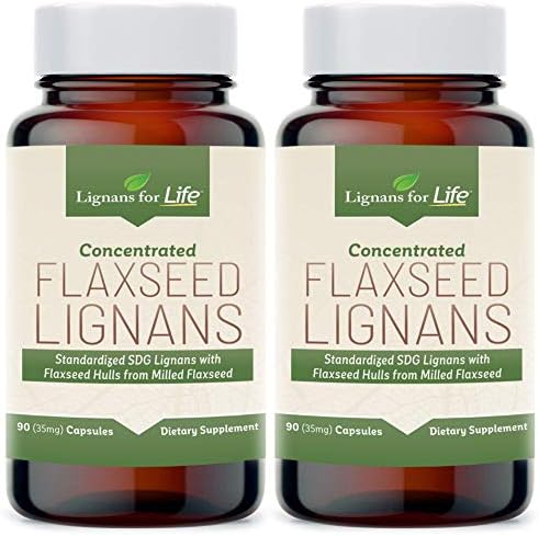 Lignans For Life Flaxseed Lignans for Dogs + SDG - Omega 3 Fatty Acids, High Fiber Antioxidants Helps Improve Shiny Coat, Digestive & Heart Health Lignans, 35mg, 90 Flaxseed Capsules, 2 Pack