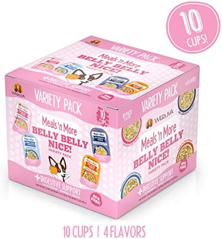 Weruva Meals 'n More Natural Wet Dog Food, Belly Belly Nice! Digestive Support Variety Pack, 3.5oz Cup (Pack of 10)