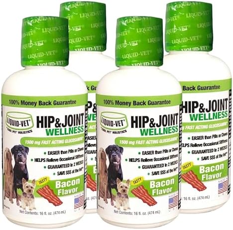 LIQUID-VET K9 Hip & Joint Formula, Bacon Flavor, 16 oz (Pack of 4)