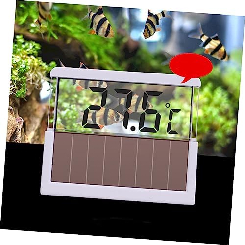 Housoutil 2pcs Solar-Powered Aquarium Thermometer Digital Fish Tank Gauge Led Water Temp Meter Compact Abs Design