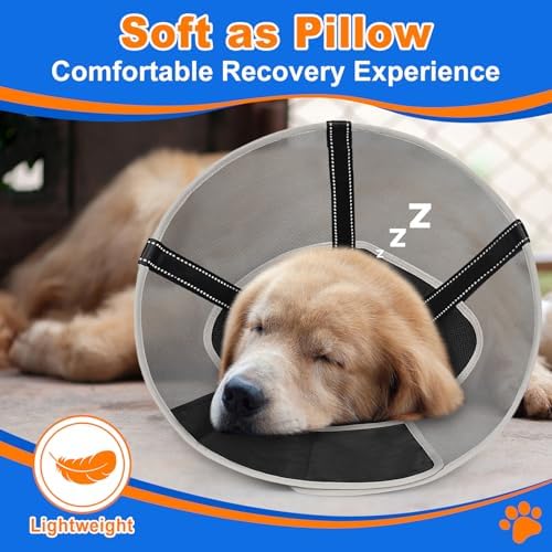 Breathable Mesh Dog Cone Collar for Surgery, Soft Elizabethan Recovery Alternative to Stop Licking,Pet Neck Collar for Large Medium Small Breeds