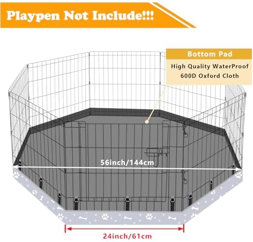 Dog Playpen Bottom Pad Fits for 24 Inch 8 Panels Regular Octagon Metal Exercise Pet Playpen, Dog Crate Pad Puppy Playpen Pad. (Note: Playpen Not Included) -Gray