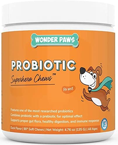 WONDER PAWS Probiotic Superhero Chews Plus Heart + Vitality Chews - for Dog’s Gut Health, Digestion, Immune Support, Heart Health & Circulation - Probiotic 90 Chews - Heart + Vitality 90 Chews