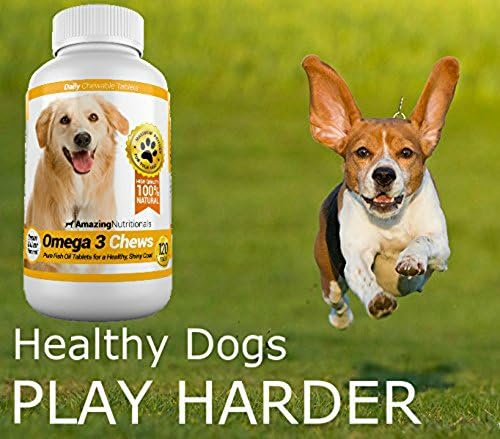 Amazing Omega 3 for Dogs - Fish Oil for Dogs Supplement 120 Bacon Chews - Itchy Skin, Dry Skin, Shedding & Coat Support - Omega Fatty Acids EPA DHA - Made in USA