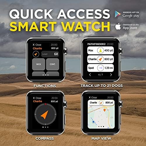 Dogtra Pathfinder 2 GPS Tracker e Collar + Titanium Enhanced Contact | 9 Mile, LED Light, No Monthly Fees, Waterproof, Smartwatch Control, Satellite Tracking, Multiple Dogs, Smartphone Required