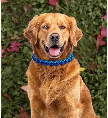 Chunky Pearl Dog Necklace (Beads 20mm),Elegant Classic Super Big Pearl Collar Necklace Accessories for Medium Large Dogs Occasions and Gatherings (Navy Blue, 4XL(Neck Girth 22.5''-25''))