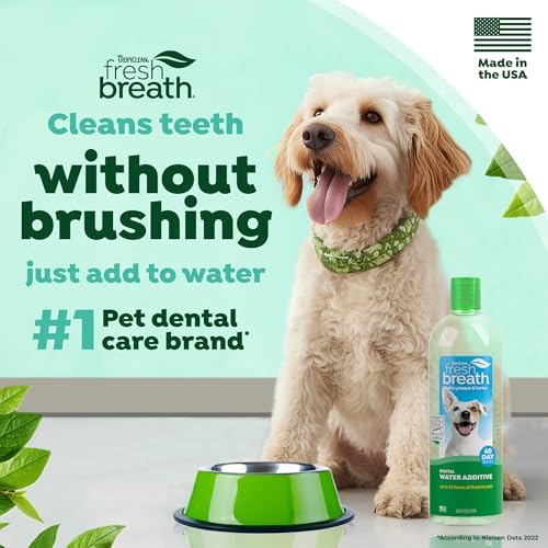 TropiClean Fresh Breath Water Additive, Dog Breath Freshener, 33.8oz 3 Pack