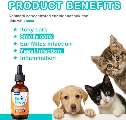 Dog Ear Drops, Dog Ear Cleaner Drops, Ear Infection Treatment for Dogs and Cats, Natural Herbal Ear Cleaning Solution for Dirty,Itchy,Smelly,Inflammed Pet Ears, 2 oz*2 with Dropper