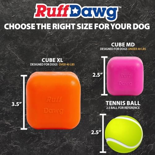 Ruff Dawg Cube XL 3.5 Indestructible Dog Toy, Orange – Heavy-Duty Rubber Fetch & Chew Toy for Aggressive Chewers – Erratic Bounce, Floats, BPA & Latex Free – Made in USA