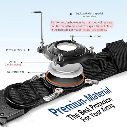 TAGHELP-AirTag Dog Collar with QR Code ID Tag, Tactical Military Reflective Adjustable Dog Collar with Holder Handle, for Large Medium Dogs, Durable Nylon with Metal Buckle (Yellow-M)