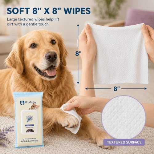 Dog Wipes for Paws and Butt, Lavender, 30 Count