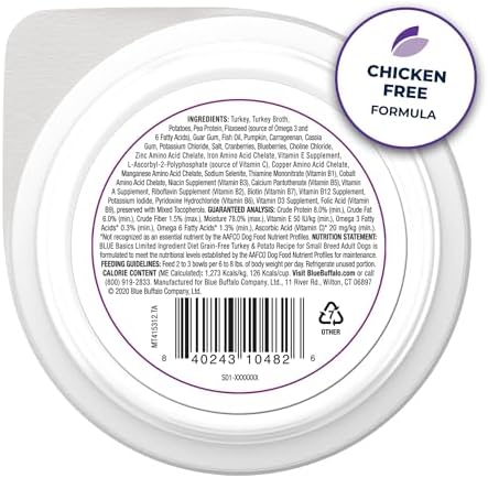 Blue Buffalo Basics Turkey Small Breed Adult Wet Dog Food, 3.5 oz, 12 ct