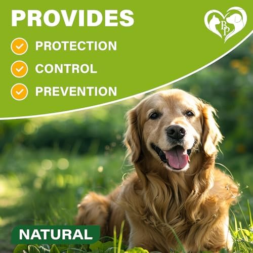 Natural Flea & Tick Collar for Dogs - 6 Months Control of Best Prevention & Safe Treatment - Anti Fleas and Ticks Essential Oil Repellent (2 Count (Pack of 1))