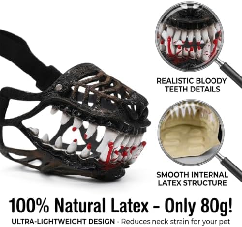 Scary Dog Muzzle with Teeth, Breathable Halloween Monster Mask (XL)