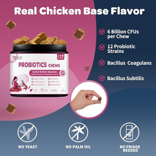 NATURE TARGET Probiotics for Dogs, 120 Soft Chews, Chicken Flavor