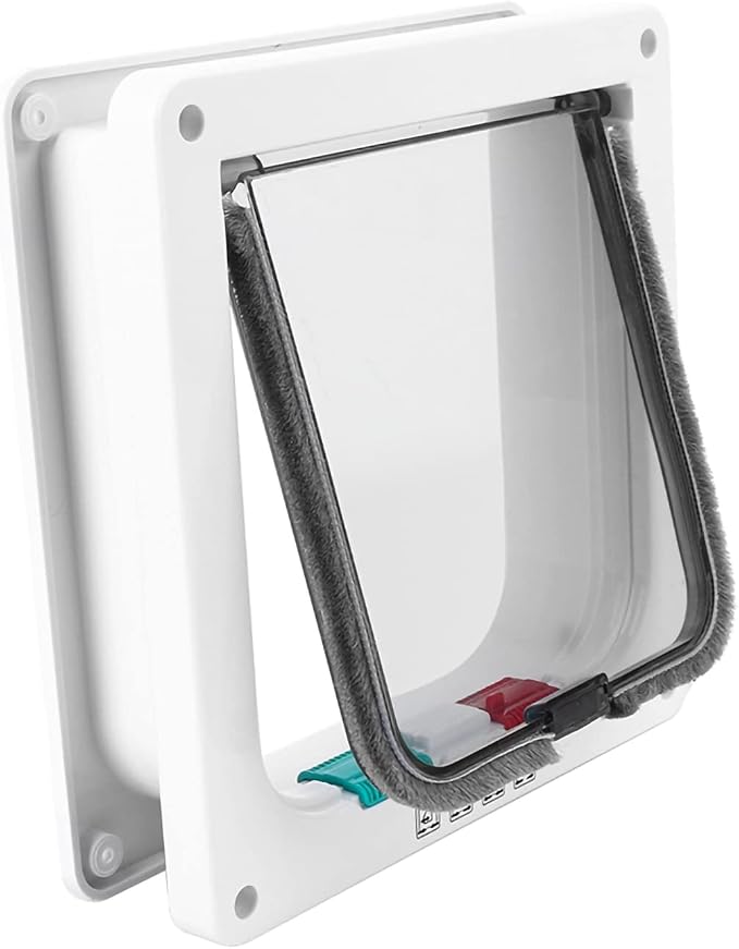 Lockable M Size Pet Cat Small Dog Flap Door 4-Way Smart Locking