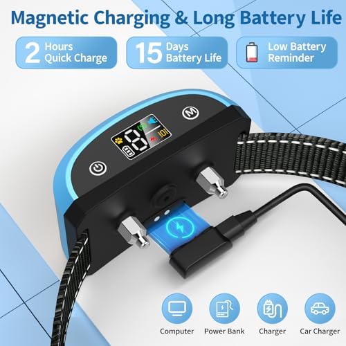 Smart Bark Collar for Large Dogs with 8 Adjustable Sensitivity Levels | Anti-False Trigger Technology, 4 Humane Modes (Beep/Vibration), Rechargeable & IP67 Waterproof Stop Barking Collar