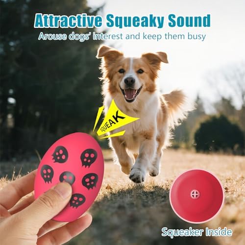 Dog Toys, Squeaky Latex Rubber Bouncy Balls, Squeaky Egg Dog Toys Balls, 3 Pack Interactive Squeak Dog Toy Set for Medium Large Breeds Dogs (3 Pack-A, Medium)