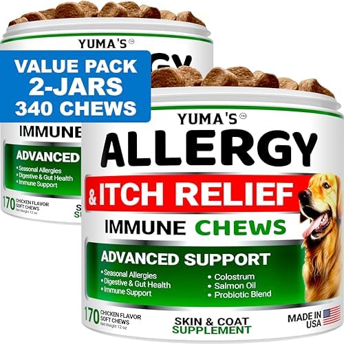(2 Pack) Dog Allergy Relief Chews - 340 Ct - Dog Itching Skin Relief Pills