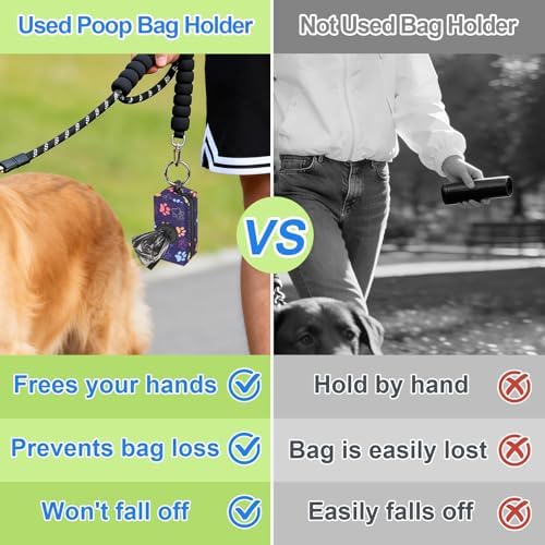 2pack Dog Poop Bag Holder with 2 Roll Bags Lightweight Zipper Dog Poop Bag Holders for Leashes Reusable Small Puppy Pet Waste Bags Dispenser Pouch with Clip-On Black/Blue