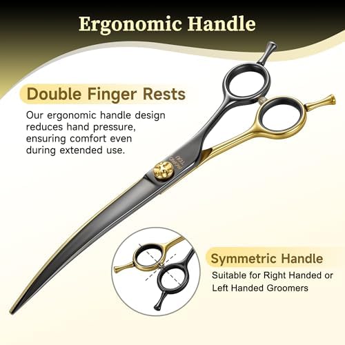 7'' Curved Dog Grooming Scissors CNC 440C Blades