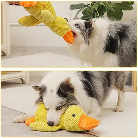 Mellow Calming Duck Dog Toy, Upgraded Calming Duck Toy for Dogs, Interactive Toy with Quack Sound, Soft Plush Stuffed Calming Duck Pillow, Durable Stuffed Dog Puppy Toys for Puppy Keep Busy (B)