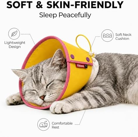 Soft Dog Cone Collar for Dogs & Cats, Adjustable Elizabethan Recovery Collar, Lightweight EPE Material, Post-Surgery Wound Protection (Yellow, XS)