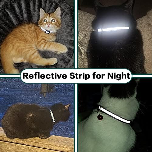Airtag Cat Collar Breakaway, Reflective Collar with Air Tag Holder | Safety Breakaway Buckle,Airtag Holder,Reflective Strip,Bell,Adjustable Size to Fit Different Cats kitten,Lightweight