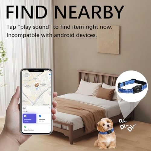 Tracking Collar for Dogs Waterproof Adjustable Air Tag Dog Collar Holder, Comfortable Dog Collars for Small Medium Large Dogs (Blue, L)