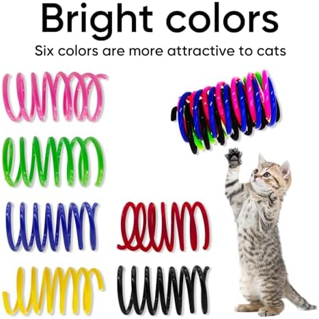 Cat Toys for Indoor Cats, 90 Pack Interactive Cat Spring Toys, 6Colors