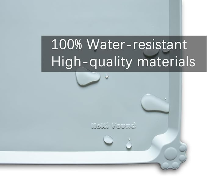 Hoki Found Large Silicone Pet Food Mats Tray - Non Slip Pet Dog Cat Bowl Mats Placemat - Dog Pet Cat Feeding Mat - Waterproof Dog Cat Food Mats -Pet Water Mats for Floors - Battleship