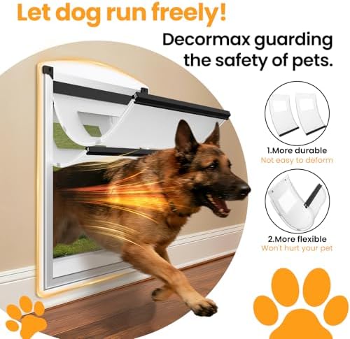 X-Large Dog Door for Wall, Weatherproof Steel Pet Entry Door | Telescoping Tunnel, Magnetic Flaps, 2 Sliding Lock Panels, Weatherproof Structure, Easy to Install