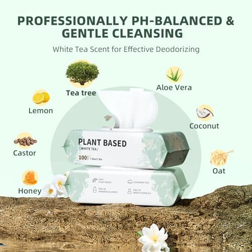 IMMHABI 400 Count Dog Wipes for Paws and Butt,Plant-Based Hypoallergenic Pet Wipes Cleansing & Deodorizing Wipes for Dogs Face and Body Wipes Cleaning Fur (White Tea)