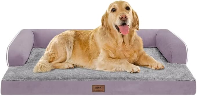Orthopedic Large Dog Bed Washable, Dog Beds with Washable Removable Cover, XLarge Orthopedic Sofa for XLarge Dogs, Waterproof Pet Beds and Non-Slip Bottom, Extra Purple Large Pet Bed