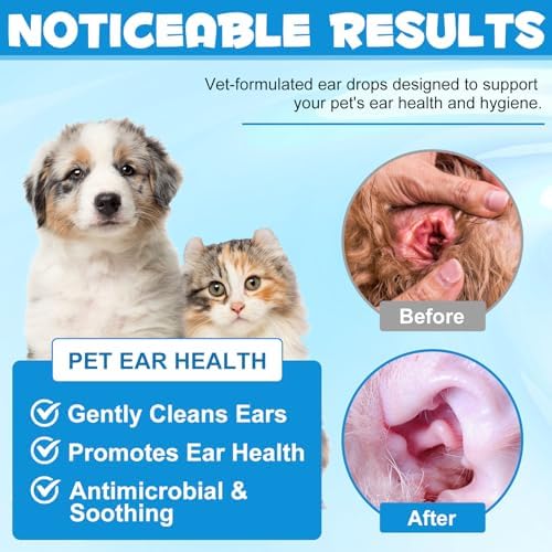 Daiasns Dog & Cat Ear Infection Treatment Drops - 1% Hydrocortisone Ear Cleaner for Yeast & Itchy Ears, Vet-Formulated, 2 fl oz