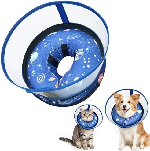 Inflatable Dog Cone Collar with Anti-Licking Clear Shield, for Dogs Cats