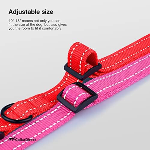 Reflective Dog Collar, Quick-Release Buckle (Coral, 10-13 Inch)